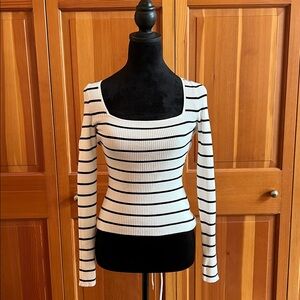 H&M Black and White Ribbed Top